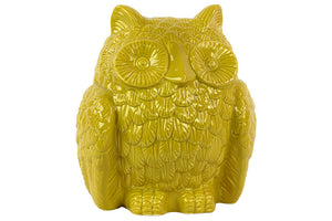 Adorable and Cute Ceramic Owl Figurine in Yellow