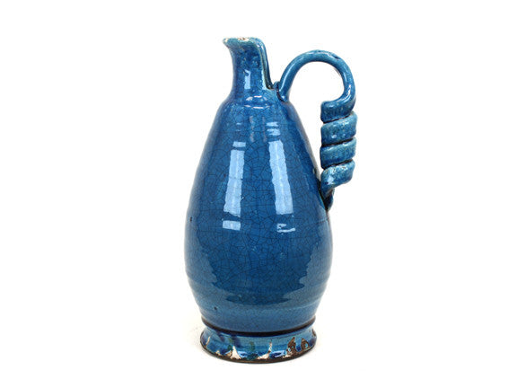 Antiquated Traditional Ceramic Tuscan Vase in Turquoise