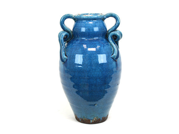 Unique and Valuable Antique Ceramic Tuscan Vase in Turquoise