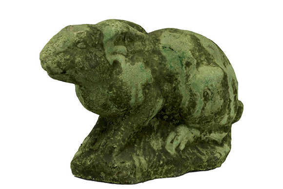 Beautiful Antique Effect Stoneware Rabbit Statue with Moss Finish