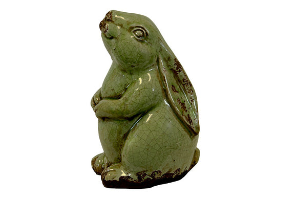 Sweet and Adorable Ceramic Sitting Rabbit in Green