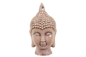 Serene Carved Brown Buddha Head