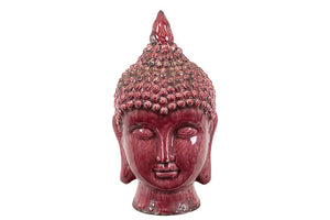 Red Calm Polished Ceramic Buddha Head