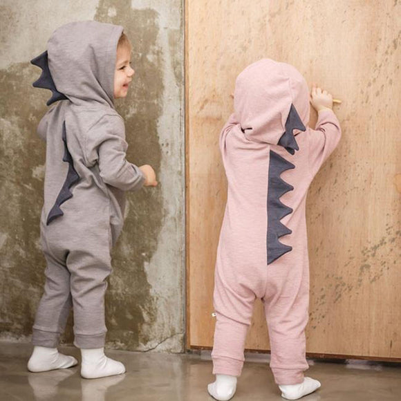 Cartoon Dinosaur Design Hooded Baby Rompers Newborn Clothing Cotton Long Sleeve Jumpsuits Boys Girls Outerwear Costume Baby Gift
