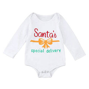 Toddler Baby Christmas Santa Long Sleeve Letter Print Romper Clothes for baby Boys,girls christmas costume gift